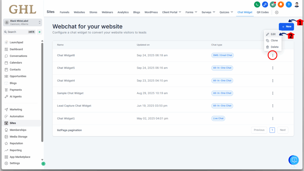 Create or Edit Your Chat Widget