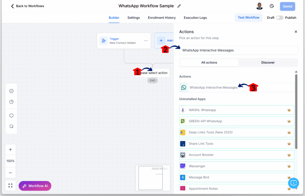 GHL WhatsApp CTA Buttons – Add a Workflow Trigger