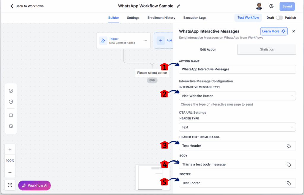 GoHighLevel WhatsApp CTA Buttons – Configure the Interactive Message