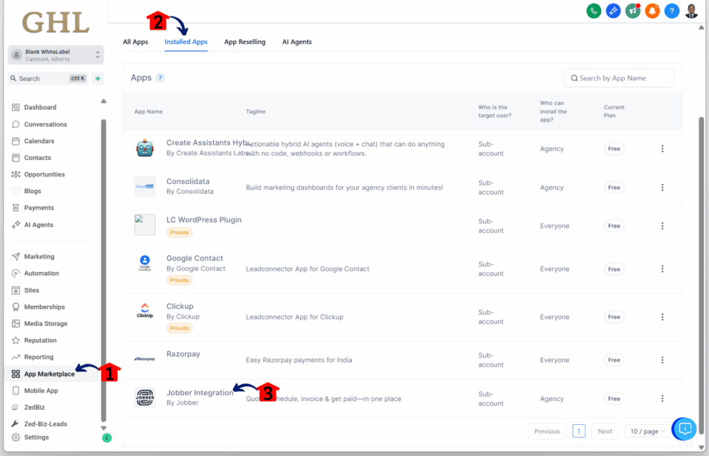 How to Confirm the Jobber Integration App in the Sub-Account