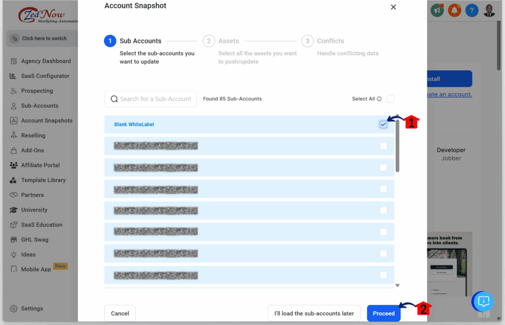 GoHighLevel Jobber integration – Select the Sub-Account