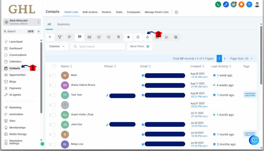 Import Contacts - Start the Import Process