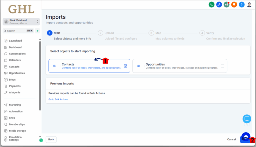 GHL Import Contacts - Upload Your CSV File