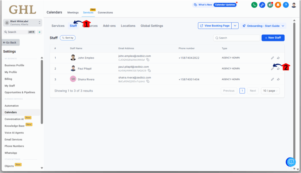 Service Booking Calendar - Edit the Availability of Assigned Staff