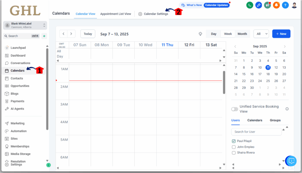 Service Booking Calendar in GoHighLevel - Go to the Calendar Settings