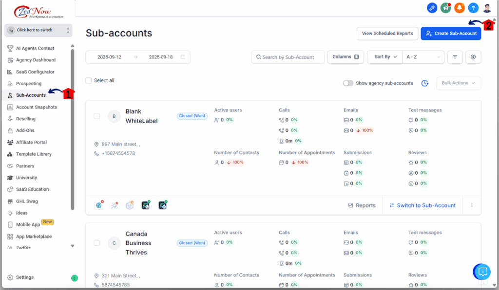 Step-by-step Sub-Account Setup Walkthrough