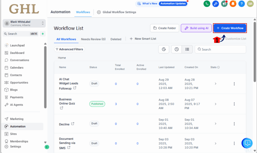 GHL dynamic workflow conditions
 - Create or Open an Existing Workflow