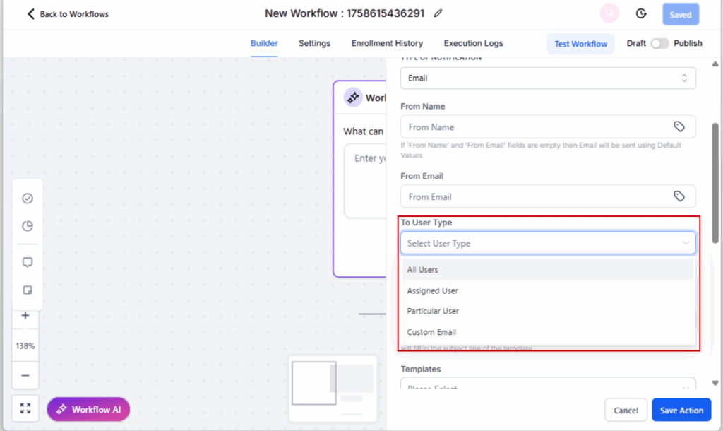 Internal notifications automation
 - Select Notification Recipients