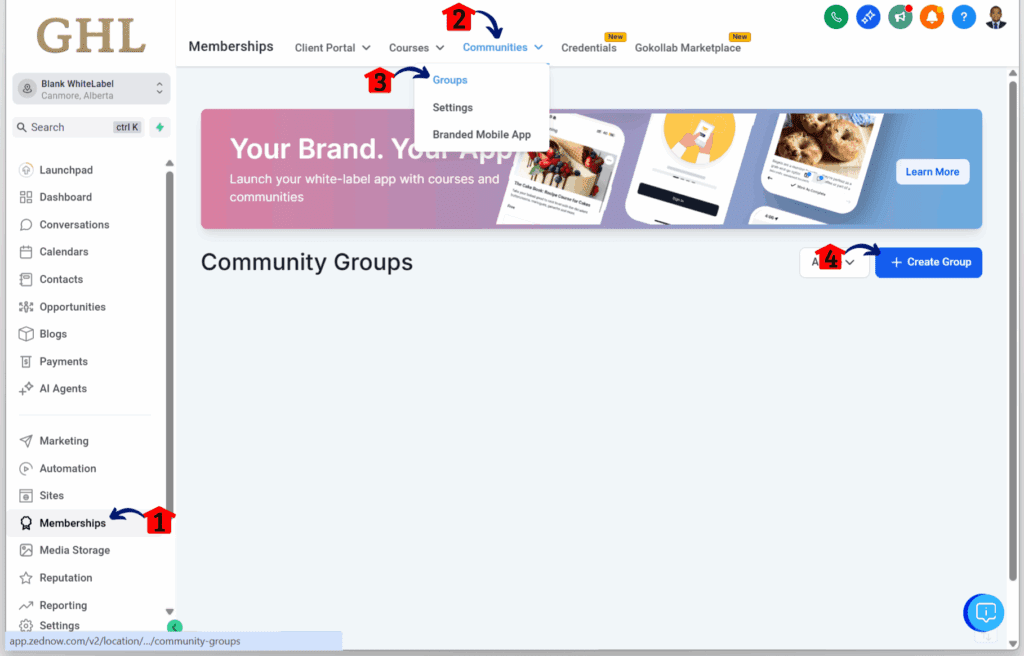 GHL Online Community Management – Access the Groups in Communities