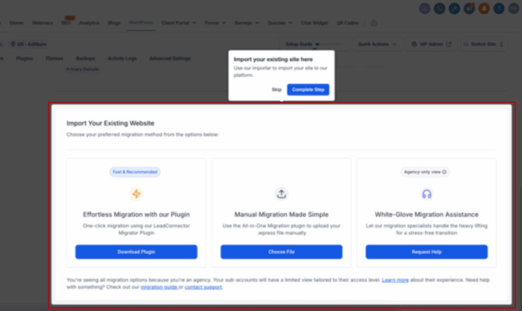 WordPress hosting setup
- Import an Existing WordPress Site (Optional)