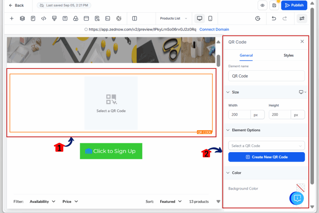 qr code builder - select