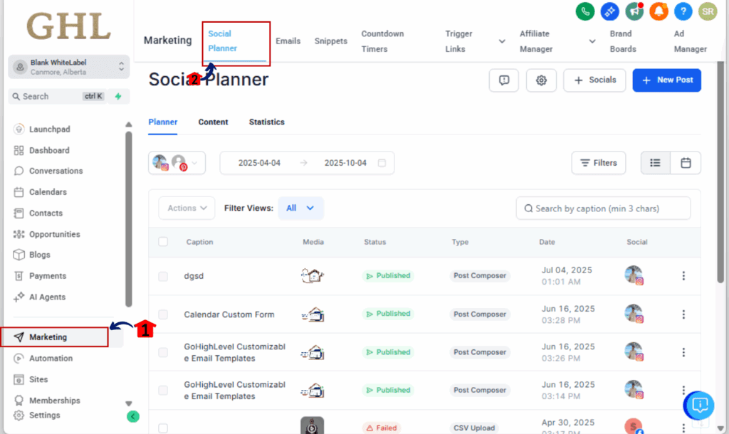 How to Reschedule Social Media Posts in GHL 