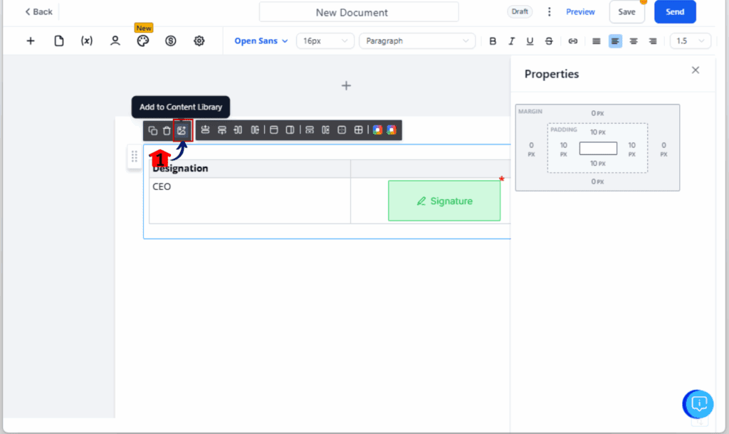 Save to Content Library - Reusable document blocks
