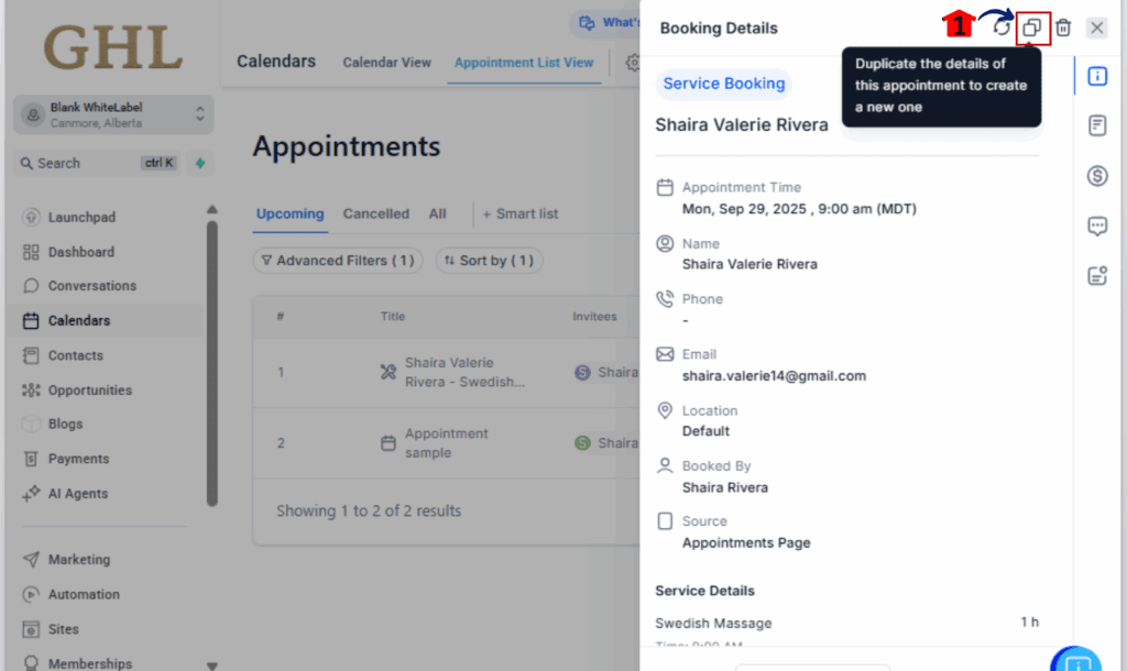 appointment scheduling tools
 - Click “Duplicate Appointment”