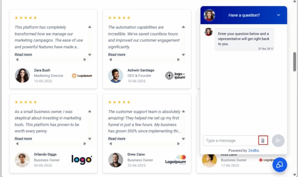 Live Chat Attachments
 - Attach Files From Desktop or Mobile