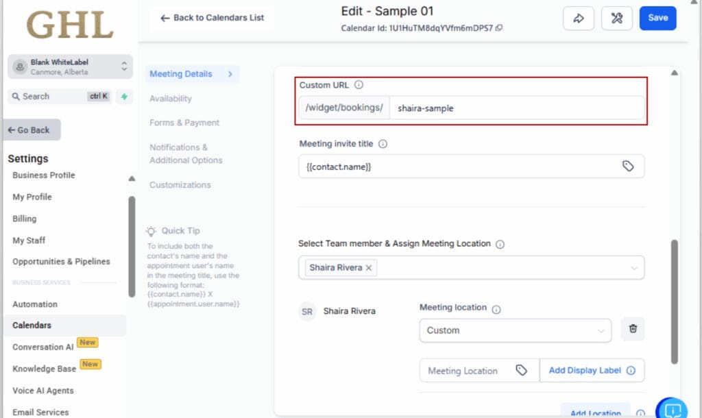 GHL calendar slug automation
 - Review the Auto-Generated Slug