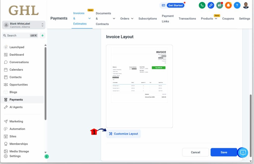 GoHighLevel Custom Invoice Templates – Customize Your Invoice Layout