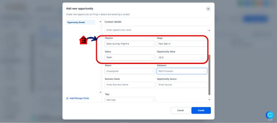 ghl opportunities assigning pipeline
