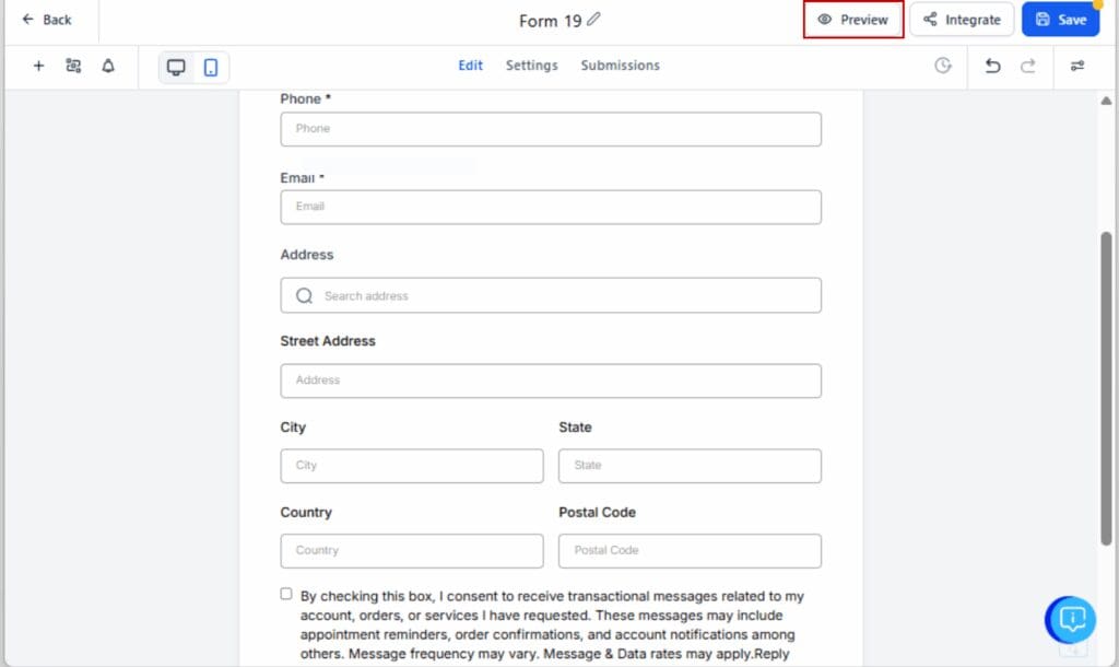 GoHighLevel address auto complete
 - Save and Preview Your Form
