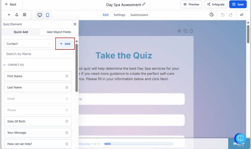 GoHighLevel quiz builder updates
 - Add a New Section from Template