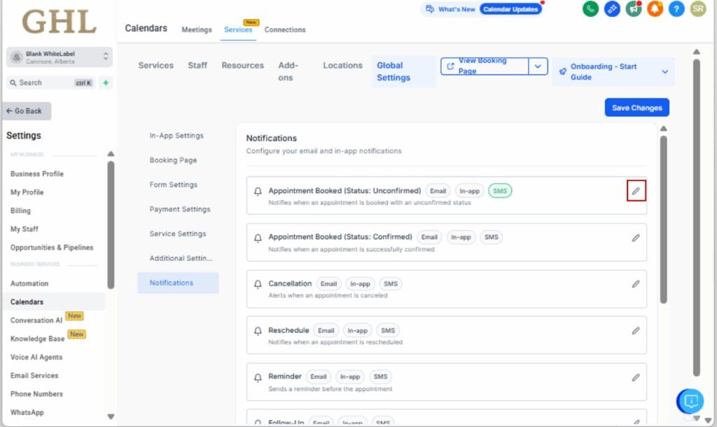 GoHighLevel scheduling features
 - SMS Notifications for Calendars & Services  
