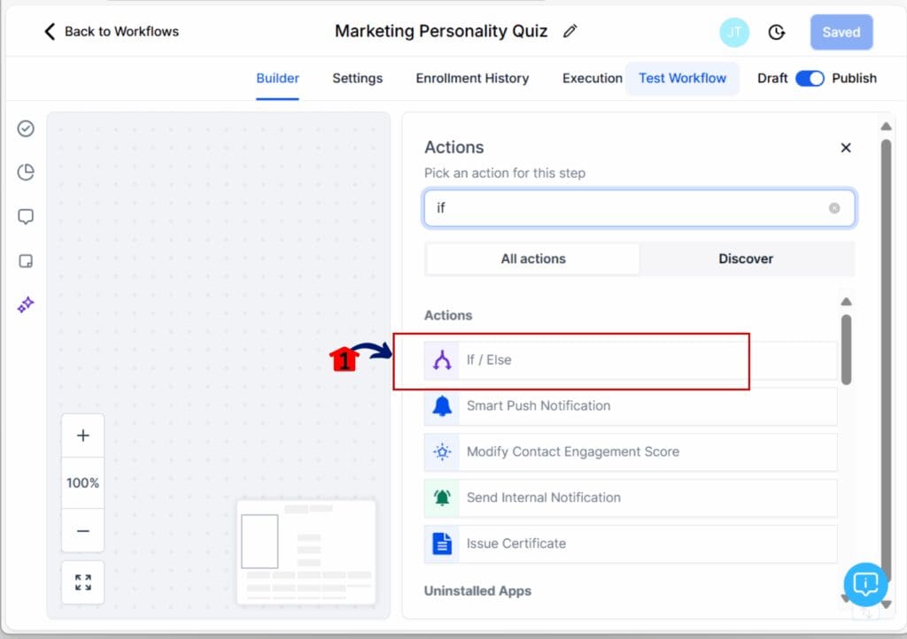 marketing personality quiz automation - add if/else