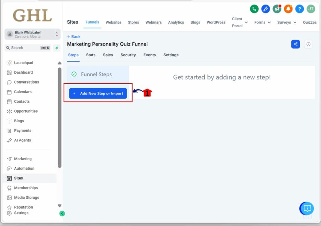 quiz funnel - add step
