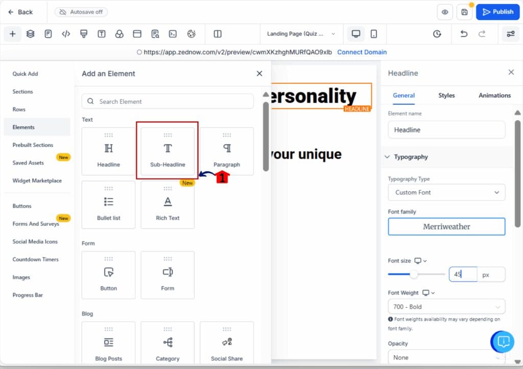landing page - sub headline