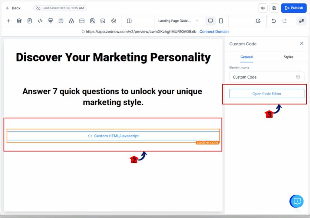 landing page - open editor