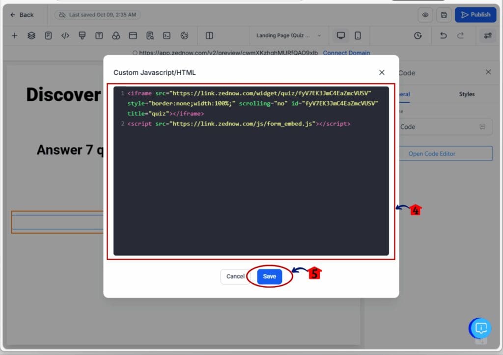 marketing personality quiz - landing page paste quiz code