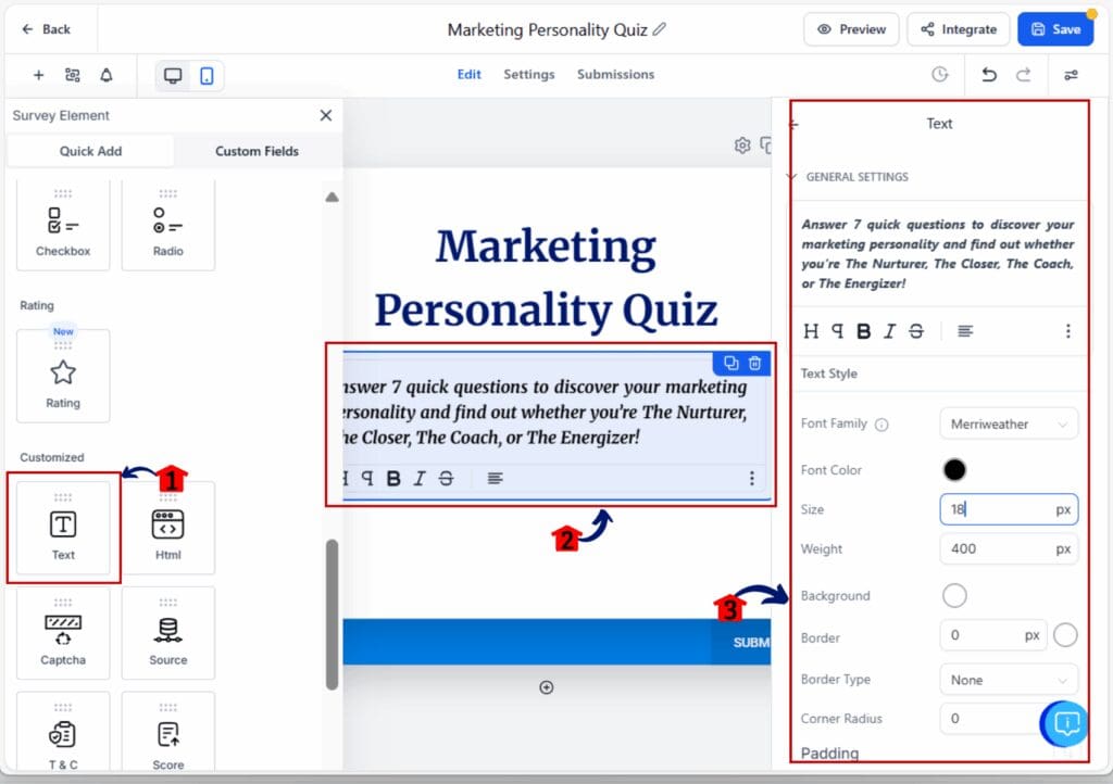 marketing personality quiz - sub header