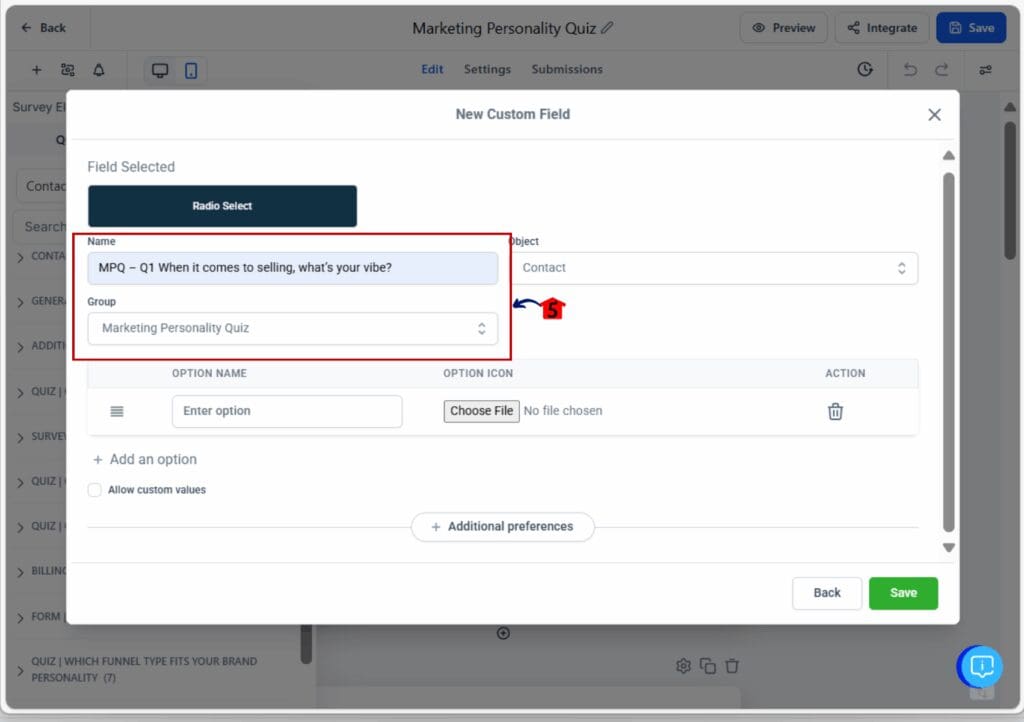 quiz - create questions
