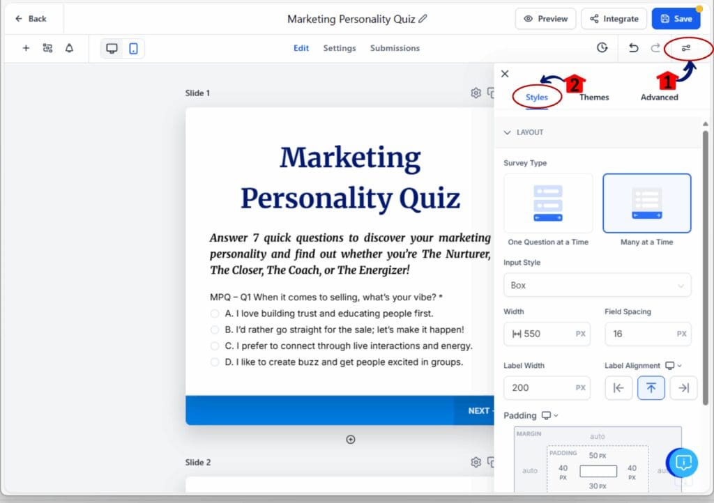 marketing personality quiz - style