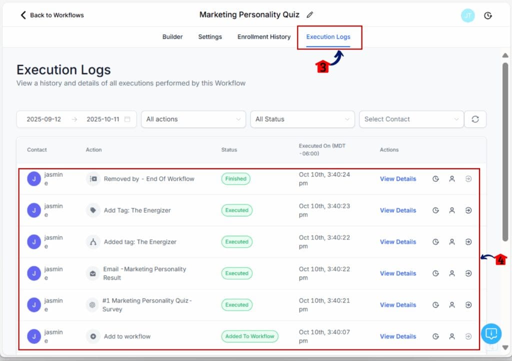 marketing personality quiz testing - execution log