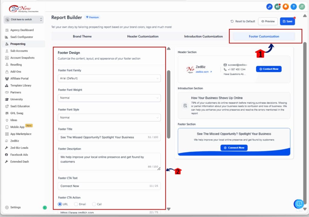 pdf branding customization - footer