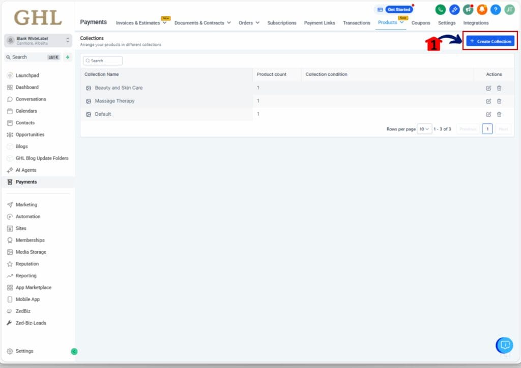 product collections - create