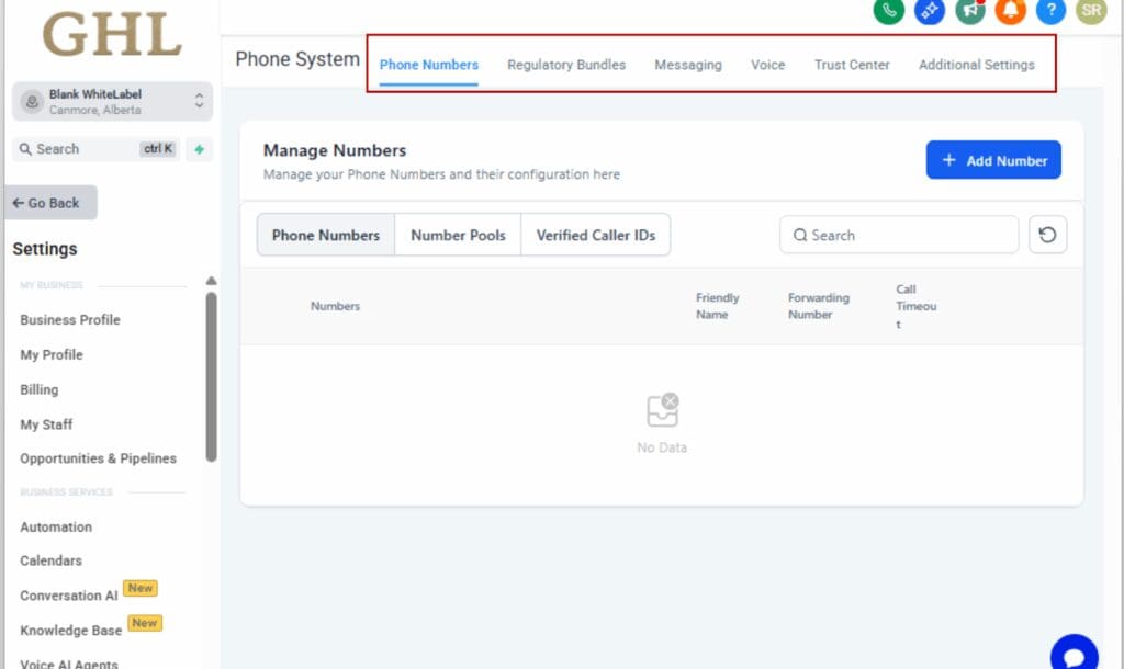Phone System Settings
 - Understand the New Tab Structure
