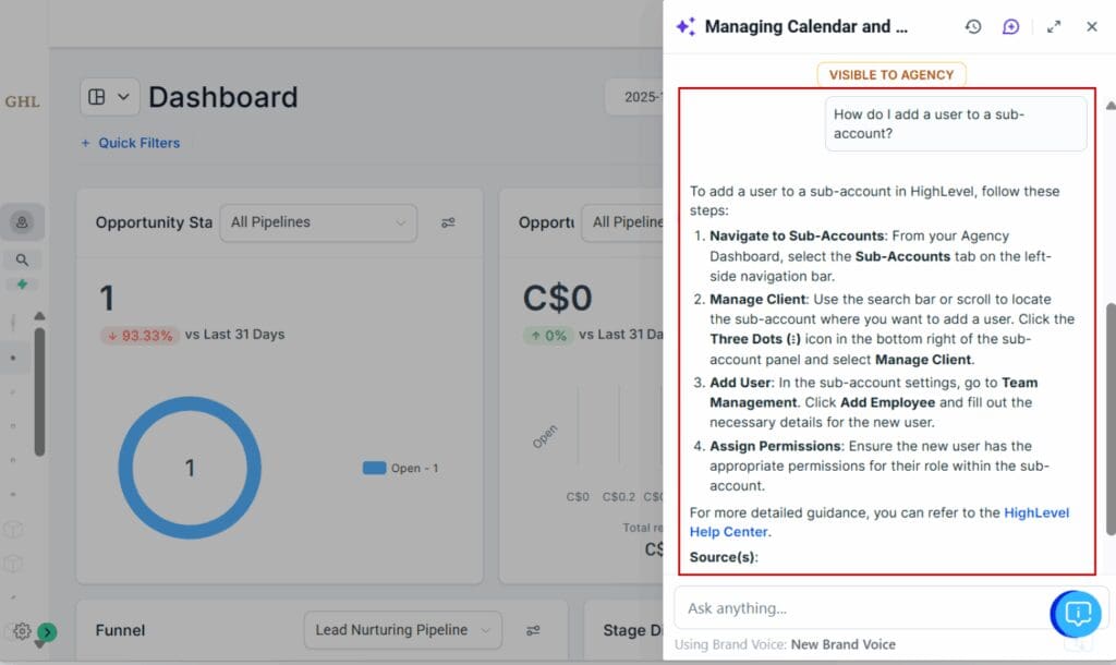 AI support assistant
 - Use Smart Prompts for Better Responses