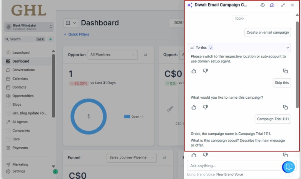 GHL email campaign automation
 - Verify Your Sending Domain