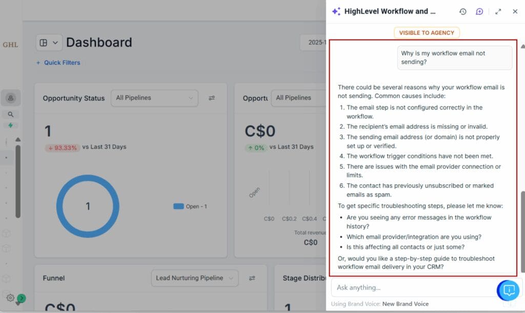 GHL AI support assistant
 - Trigger Fallback Mode Automatically