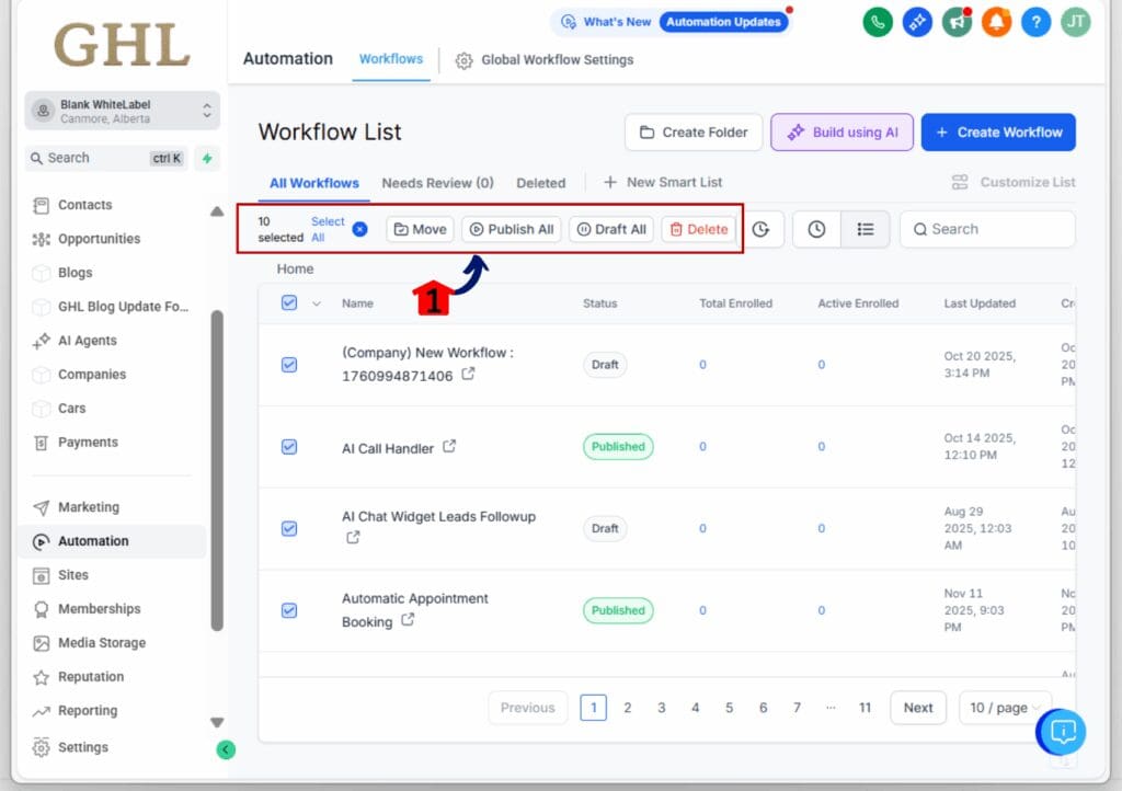bulk workflow actions