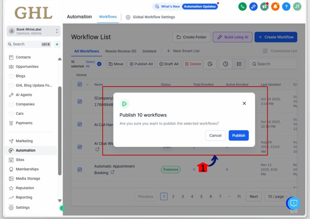 bulk workflow actions - confirm