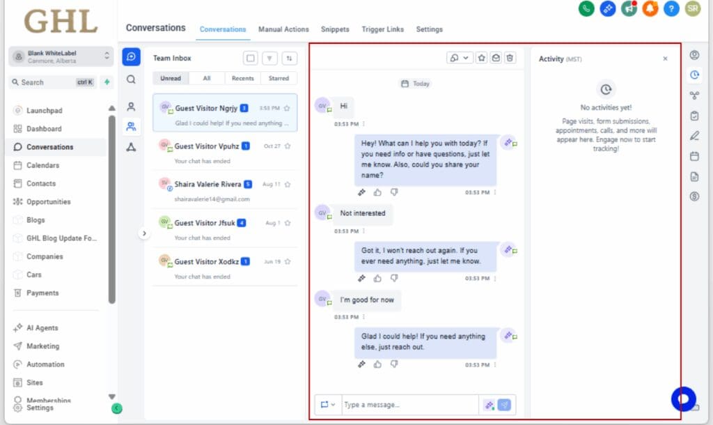 GHL AI Chatbot Automation
 - Review the Follow-Up Log