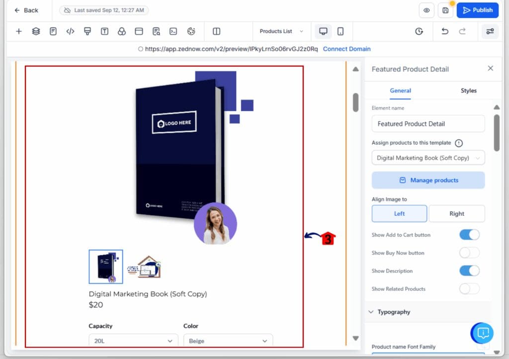 featured product widget - display