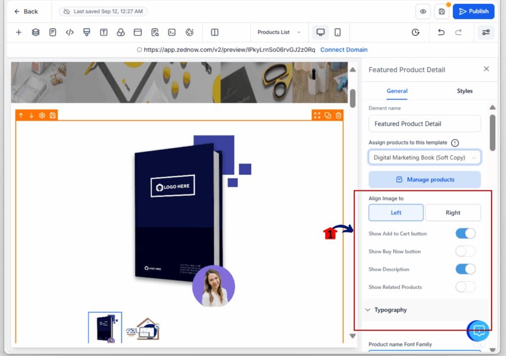 feature product widget - display