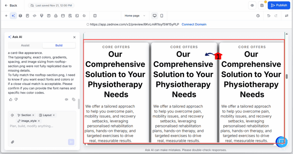 AI website editor - Review the AI Output