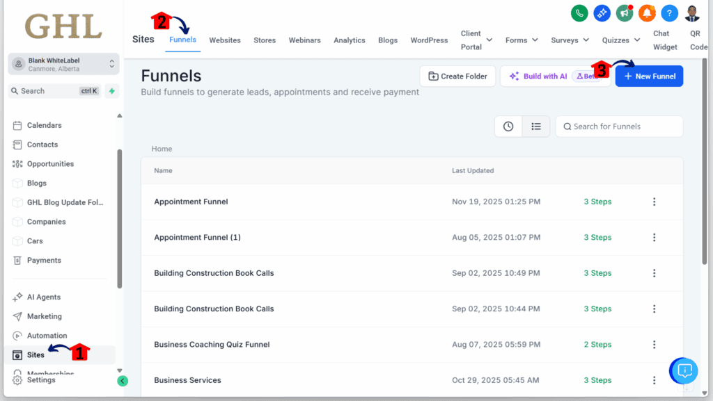 How to Use the AI Funnel Builder Feature
