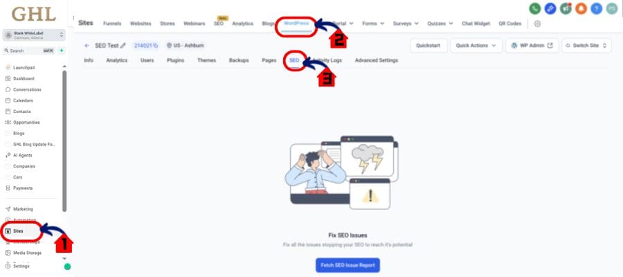 ghl wordpress seo access