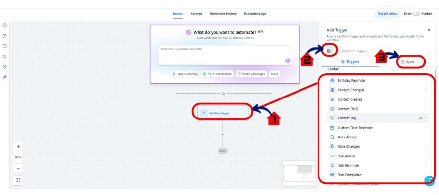 ghl workflow revamp search bar