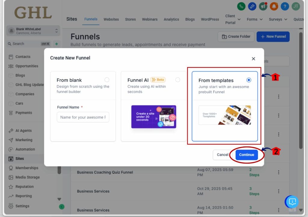 marketing funnel templates